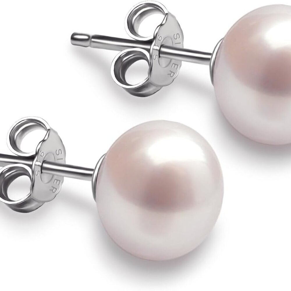 Pearl Stud Earrings Sterling Silver 7-9mm Freshwater Cultured Jewelry Gifts